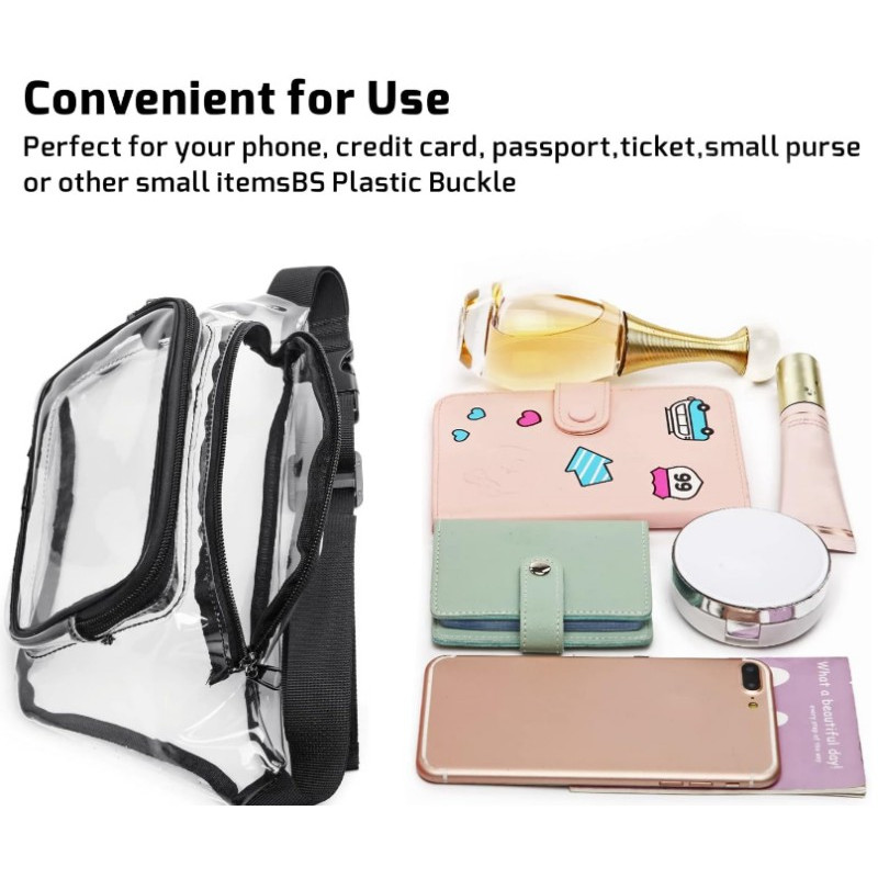 Fanny Packs For Women Men Waterproof Clear Purse Adjustable Belt Bag For Outdoor Sports, Travel, Beach, Events, Concerts