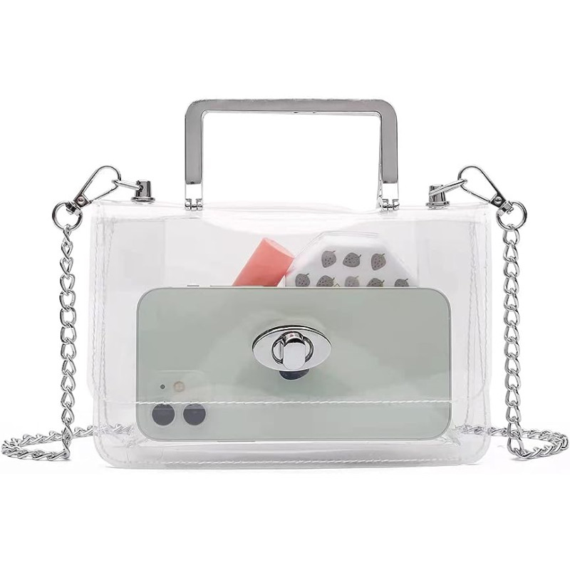 Fashion Clear Purse Stadium Approved For Women Small Clear Crossbody Bag Cute See Through Clutch Mini Shoulder Bag