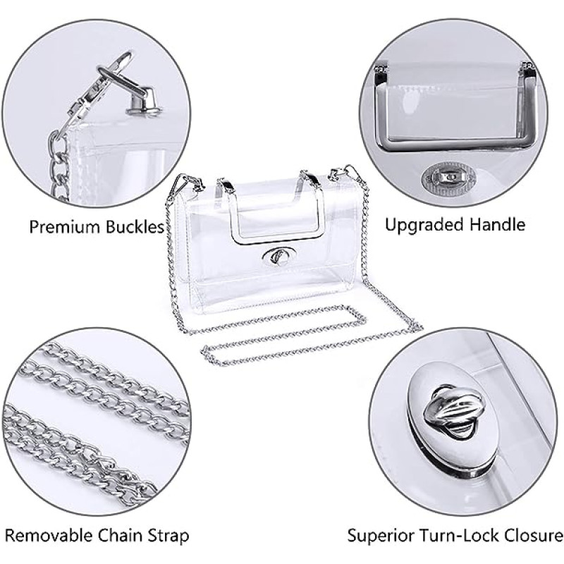 Fashion Clear Purse Stadium Approved For Women Small Clear Crossbody Bag Cute See Through Clutch Mini Shoulder Bag