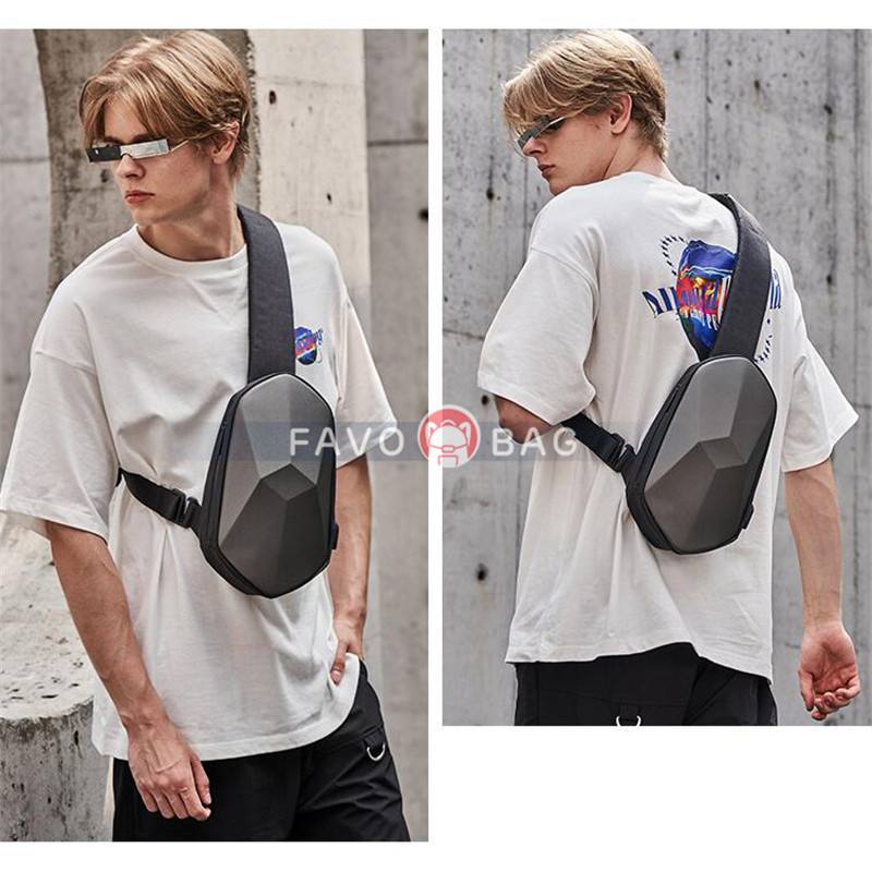 Grey Sling Backpack Waterproof Crossbody Shoulder Bag Causal Daypack Chest Bag