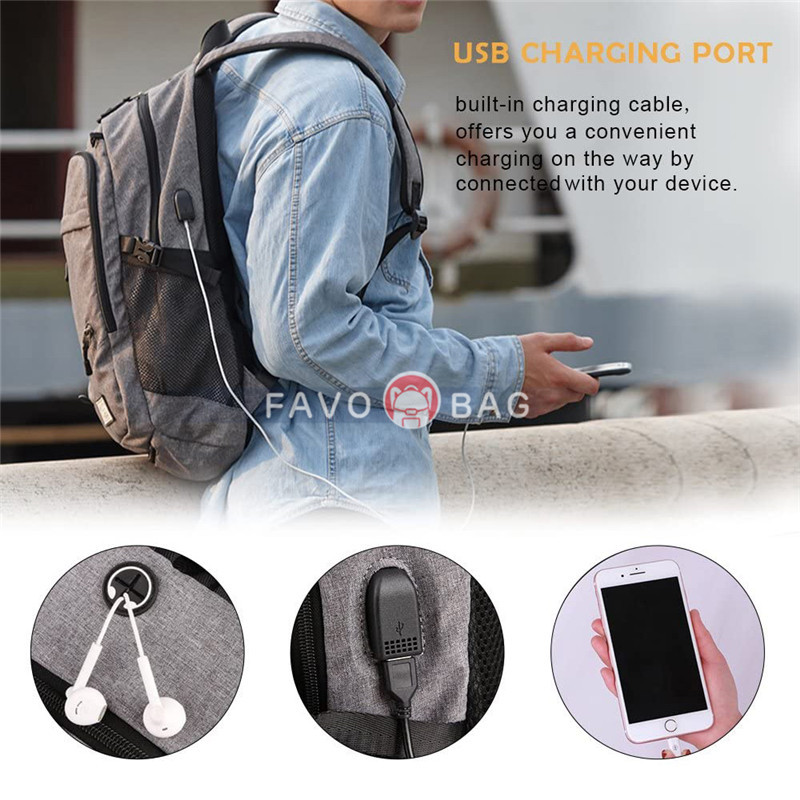 Grey Basketball Laptop Backpack Boy Usb Travel School Bag