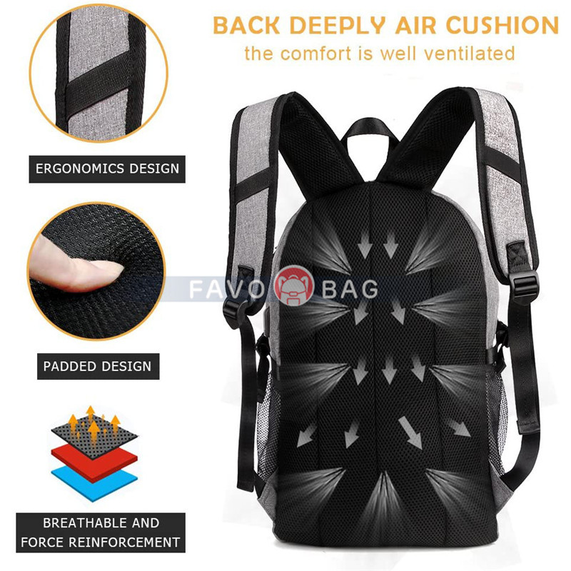 Grey Basketball Laptop Backpack Boy Usb Travel School Bag