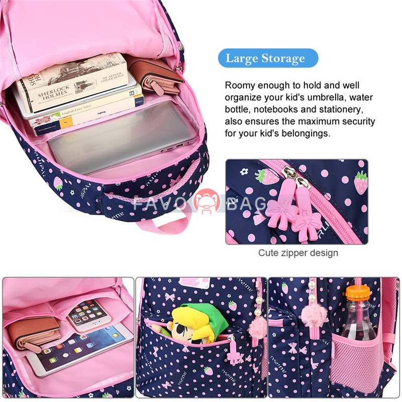 Girls School Backpack Water Resistant Elementary School Bag With Chest Strap