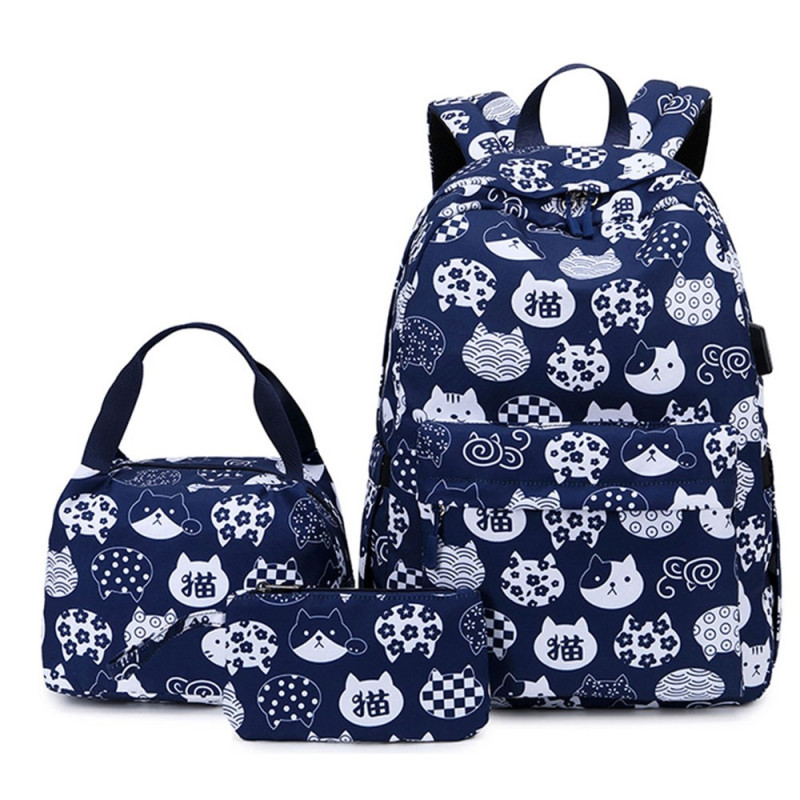 Girls School Backpack Bookbag Outdoor Leisure Daypack With Usb Charger Port