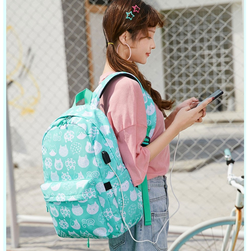 Girls School Backpack Bookbag Outdoor Leisure Daypack With Usb Charger Port