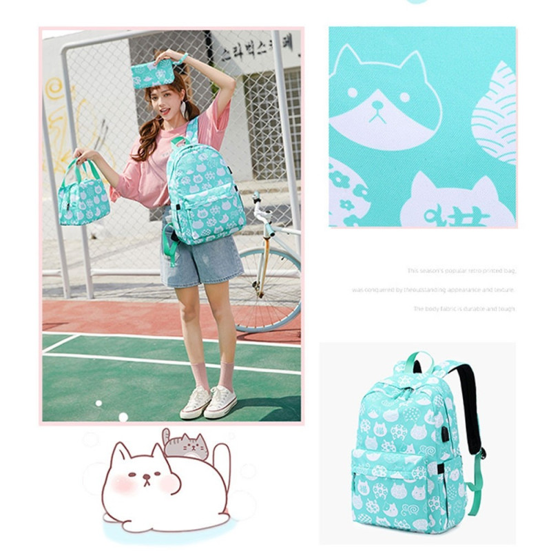 Girls School Backpack Bookbag Outdoor Leisure Daypack With Usb Charger Port