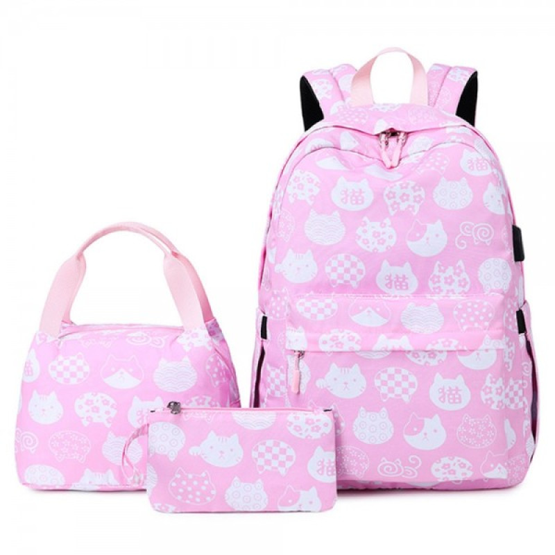 Girls School Backpack Bookbag Outdoor Leisure Daypack With Usb Charger Port