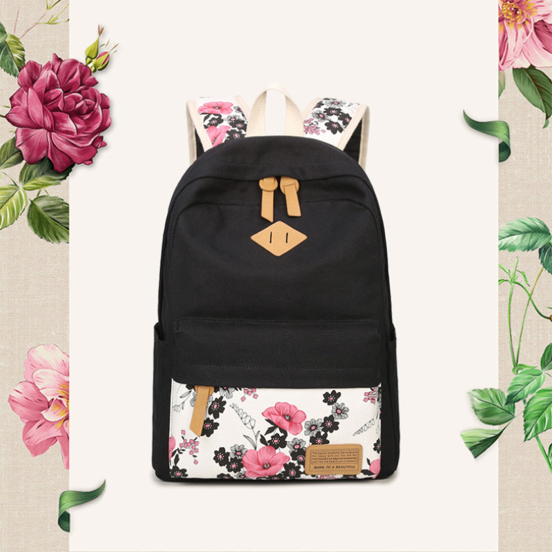 Floral Printed School Backpack Sets with Lunch Bag and Pencil Case