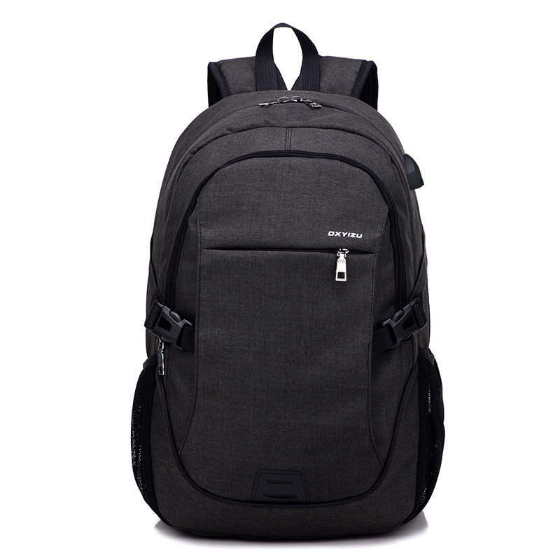 Grey Anti Theft Laptop Travel Backpacks Bookbag With Usb Charging Port