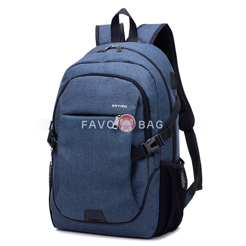 Grey Anti Theft Laptop Travel Backpacks Bookbag With Usb Charging Port