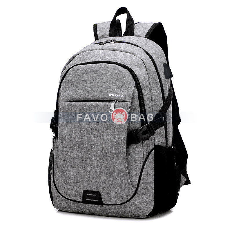 Grey Anti Theft Laptop Travel Backpacks Bookbag With Usb Charging Port