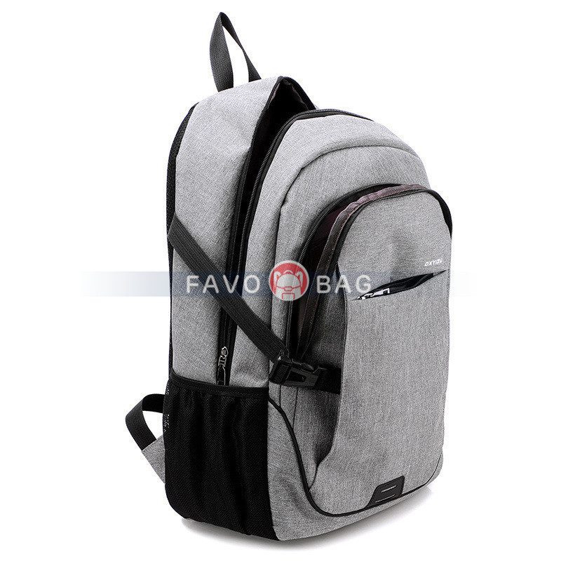 Grey Anti Theft Laptop Travel Backpacks Bookbag With Usb Charging Port