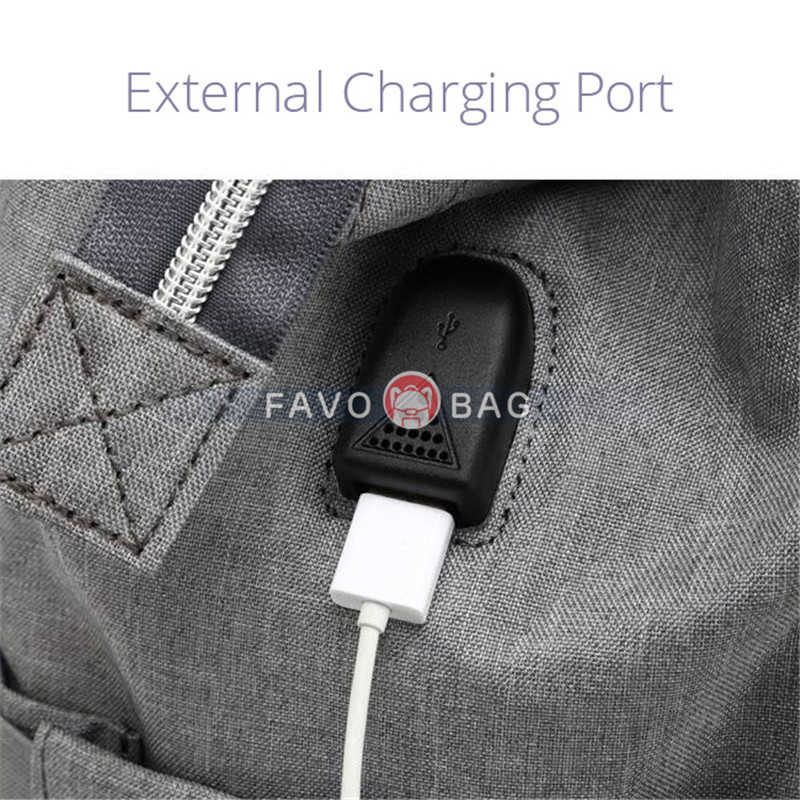 Gray Laptop Backpack For Travel Bags Business Computer Purse Work Bag With Usb Port