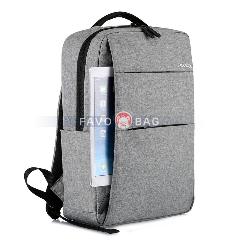 Gray Laptop College Business Travel Backpack Water Resistant Computer Backpack With Usb Charging Port