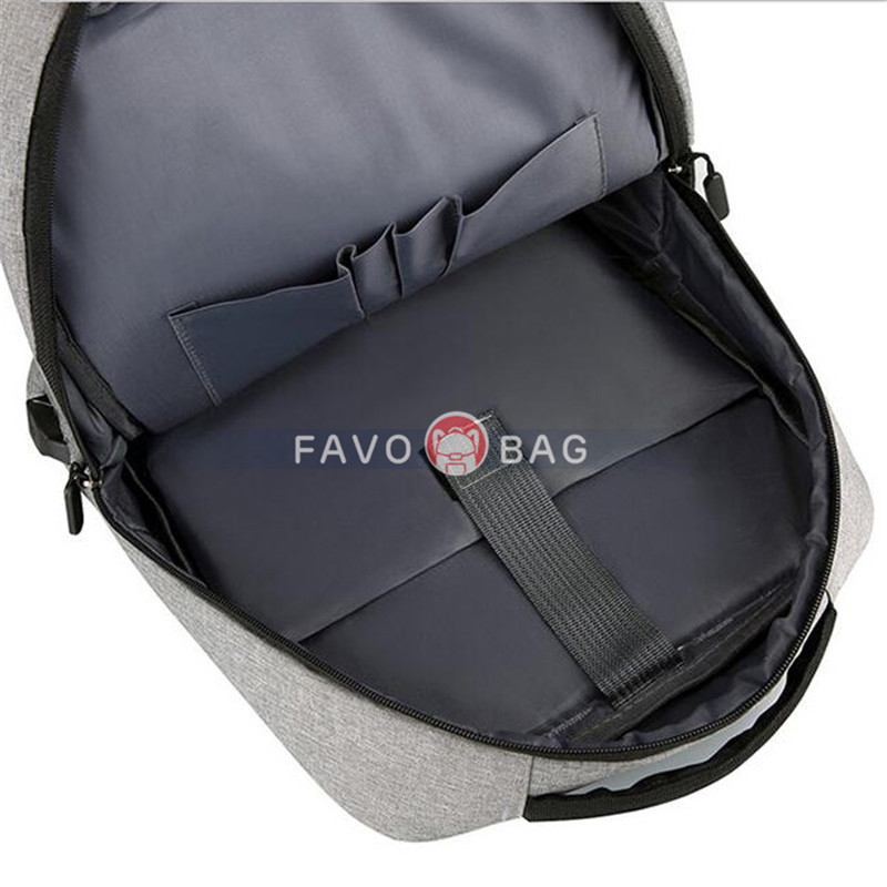 Gray Laptop College Business Travel Backpack Water Resistant Computer Backpack With Usb Charging Port