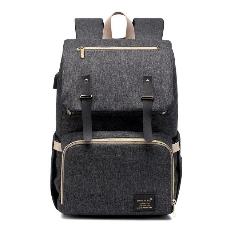 Grey Laptop Vintage College Backpack Travel Laptop Bookbags With Usb Charging Port