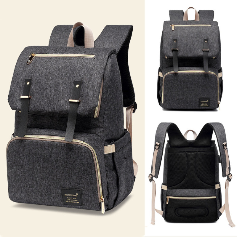 Grey Laptop Vintage College Backpack Travel Laptop Bookbags With Usb Charging Port