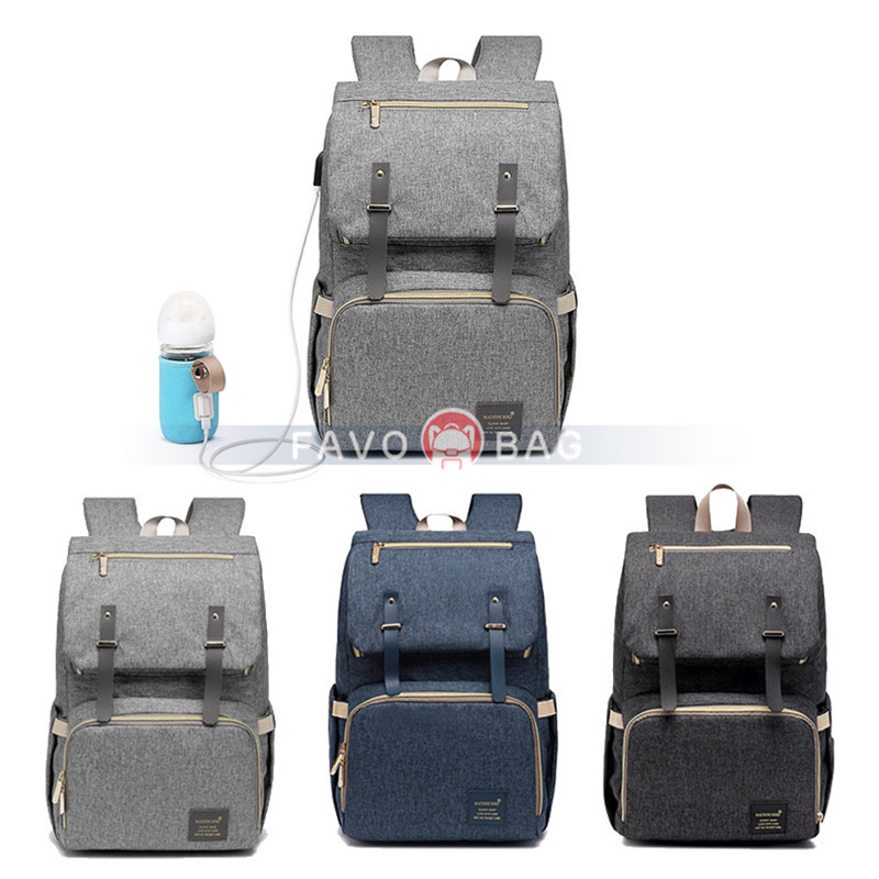 Grey Laptop Vintage College Backpack Travel Laptop Bookbags With Usb Charging Port