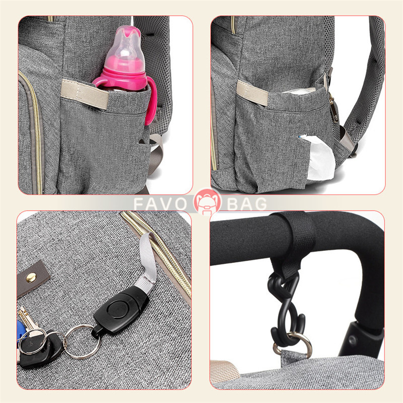 Grey Laptop Vintage College Backpack Travel Laptop Bookbags With Usb Charging Port