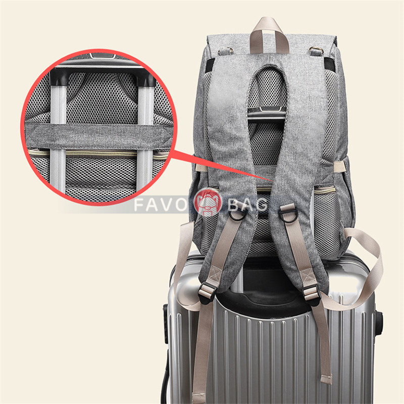 Grey Laptop Vintage College Backpack Travel Laptop Bookbags With Usb Charging Port