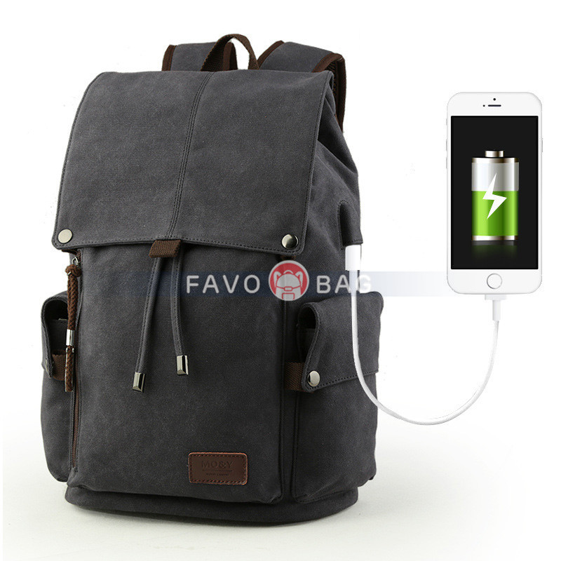 Grey Backpack Schoolbag With Usb Charge College Junior Students High School Travel Outdoor