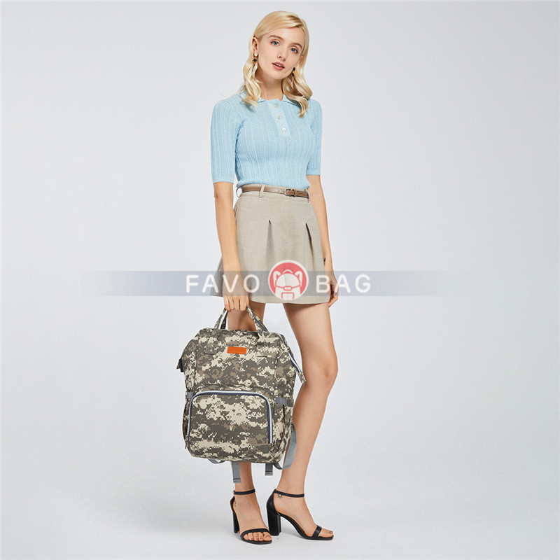 Fashion Camouflage Diaper Bag Backpack Big Mummy Dad Bag Handbag with USB Charging Port