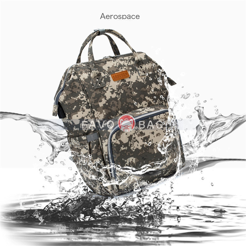 Fashion Camouflage Diaper Bag Backpack Big Mummy Dad Bag Handbag with USB Charging Port