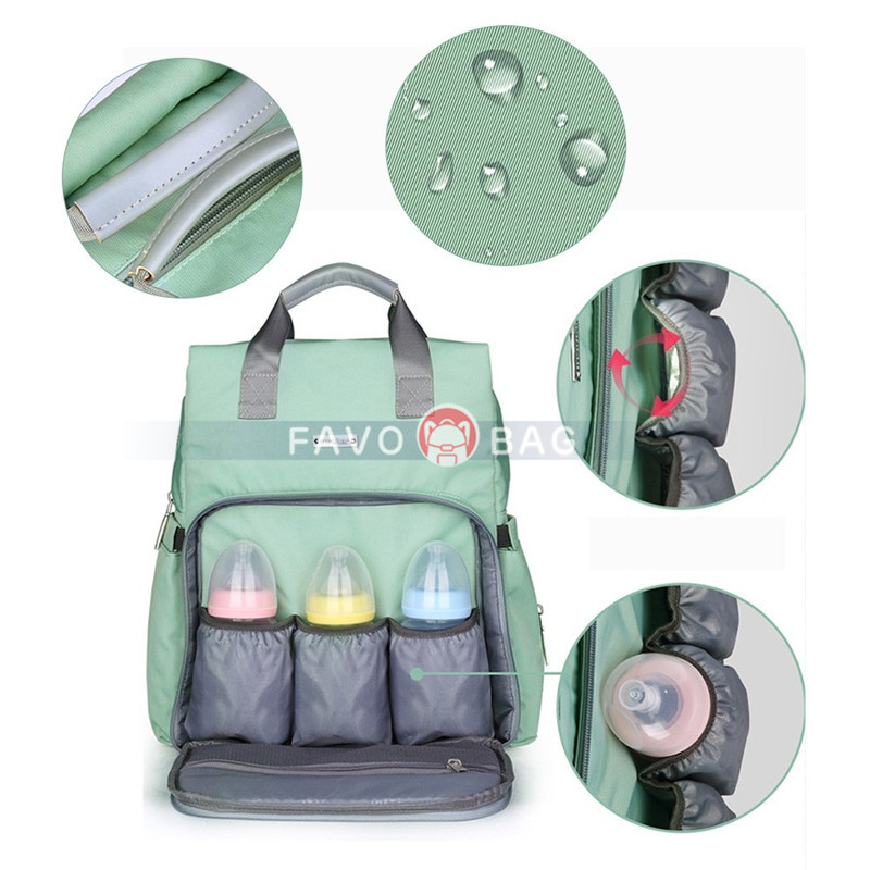 Fashion Green Diaper Bag Candy Color Outdoor Waterproof Backpack Handbag