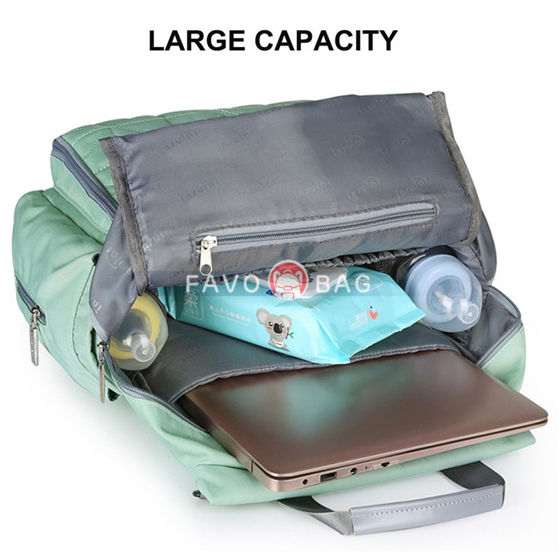 Fashion Green Diaper Bag Candy Color Outdoor Waterproof Backpack Handbag