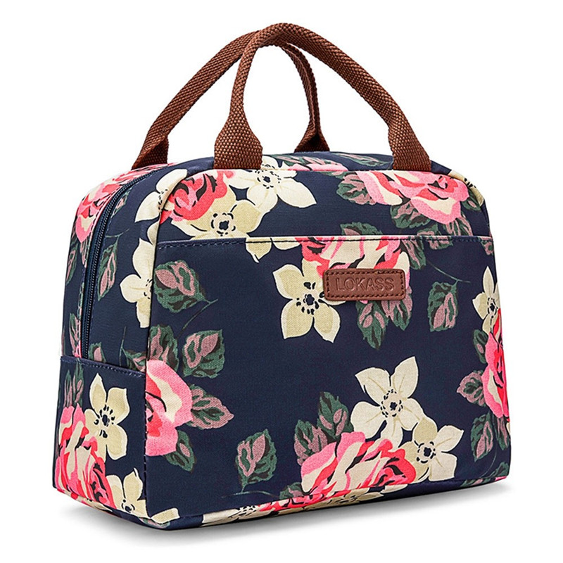 Floral Lunch Bag Cooler Bag Women Tote Bag Insulated Lunch Box Water-resistant Thermal Lunch Bag Soft Liner Lunch Bags for School