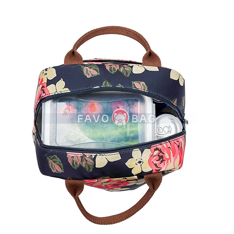 Floral Lunch Bag Cooler Bag Women Tote Bag Insulated Lunch Box Water-resistant Thermal Lunch Bag Soft Liner Lunch Bags for School