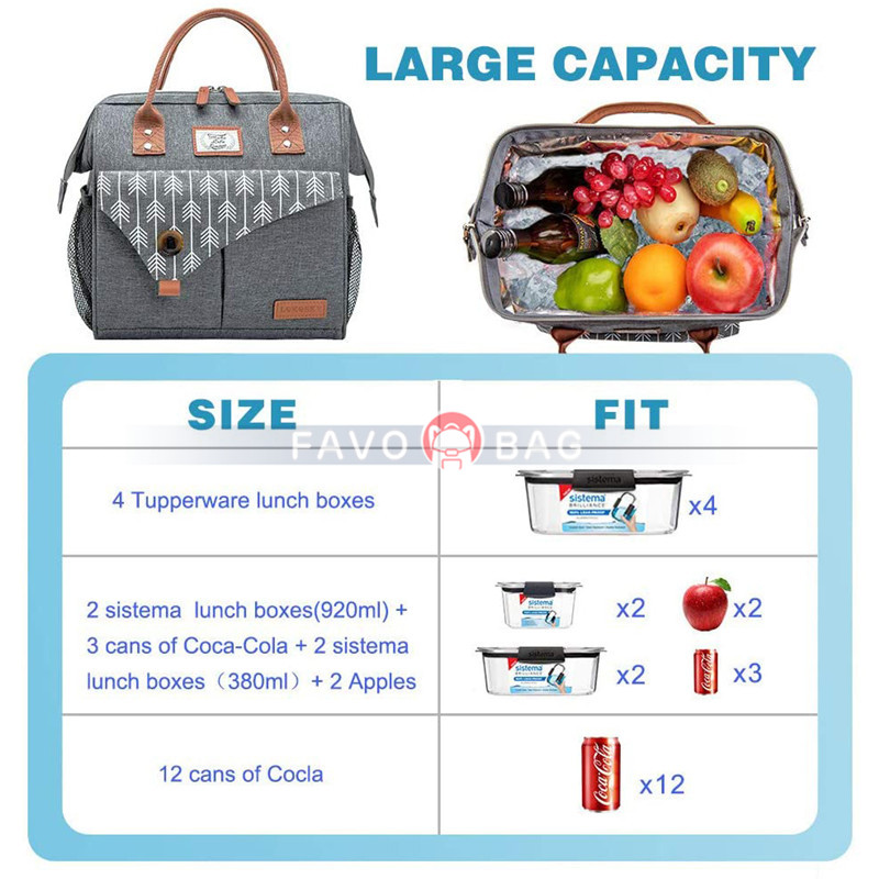 Leakproof Wide Open Lunch Box Reusable Lunch Cooler Bag For Adults Work