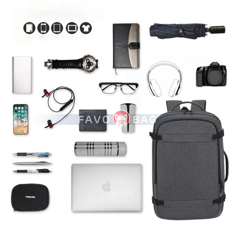 Grey Anti Theft Laptop Backpack Business Travel Slim Backpack With Usb Charging Port School