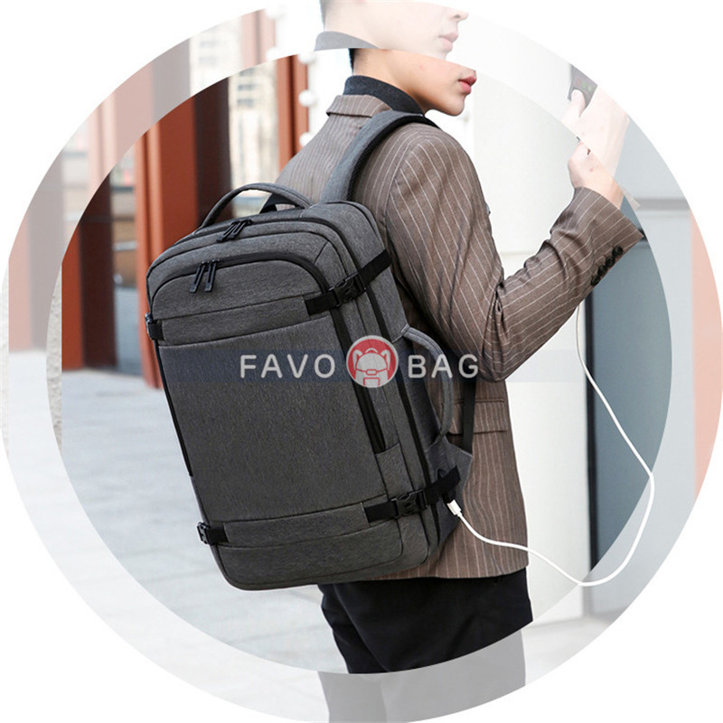 Grey Anti Theft Laptop Backpack Business Travel Slim Backpack With Usb Charging Port School