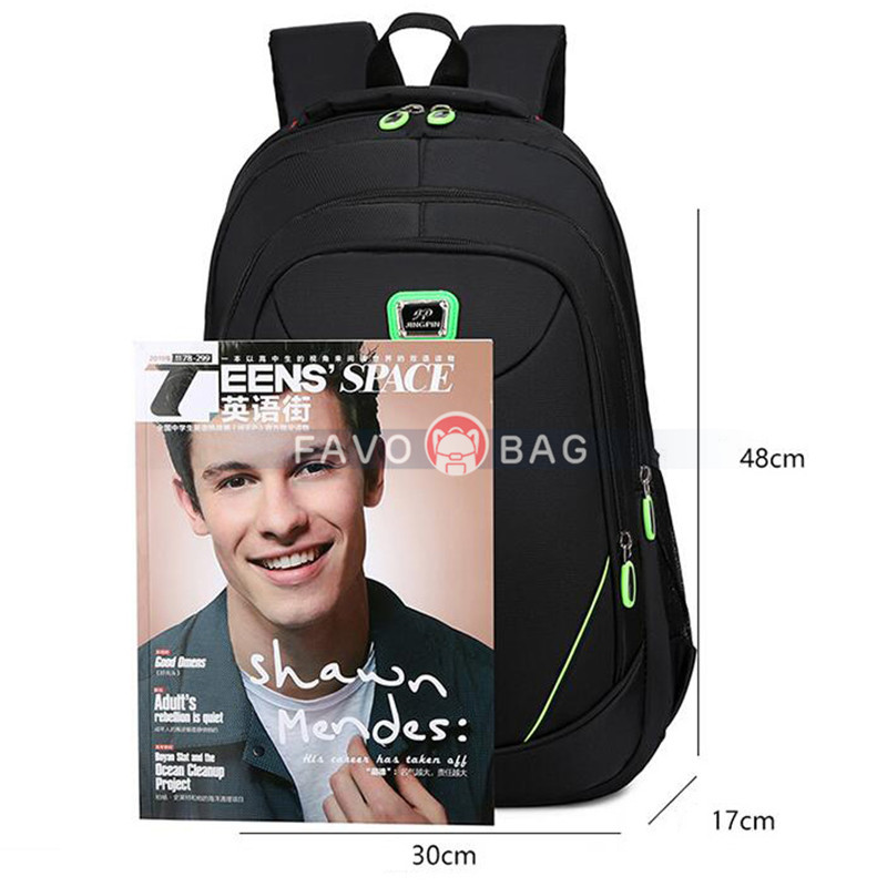 Green Backpack For High School Teens Slim Anti-Theft Travel Bag With Usb Charging Port