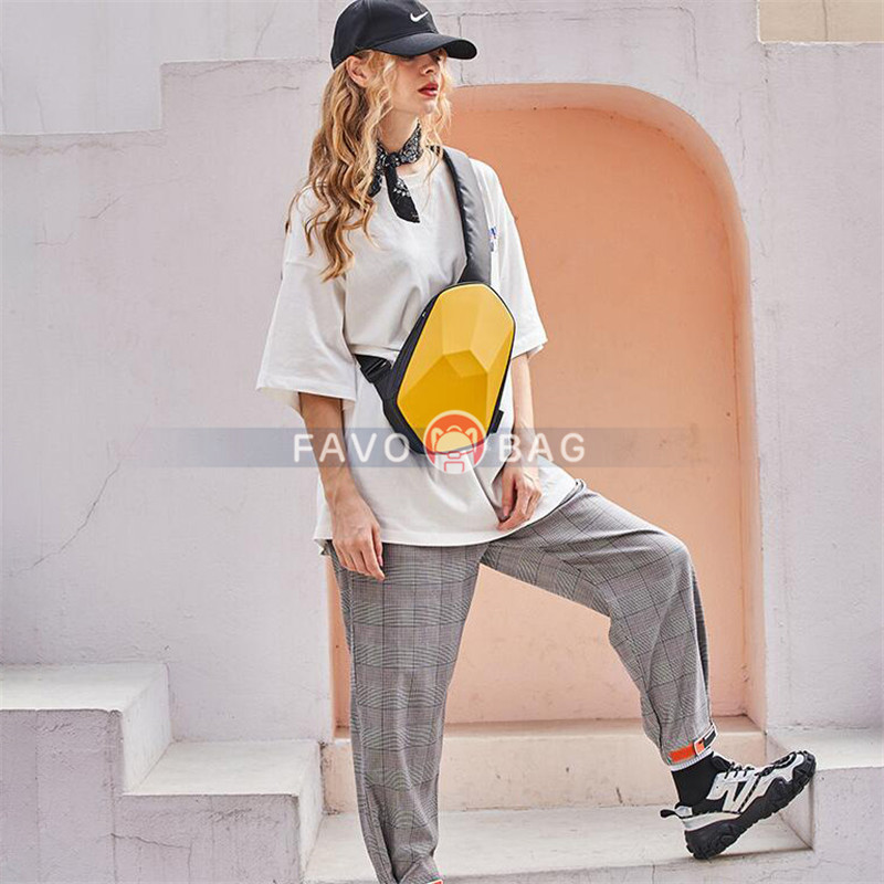 Yellow Sling Backpack Waterproof Crossbody Shoulder Bag Causal Daypack Chest Bag