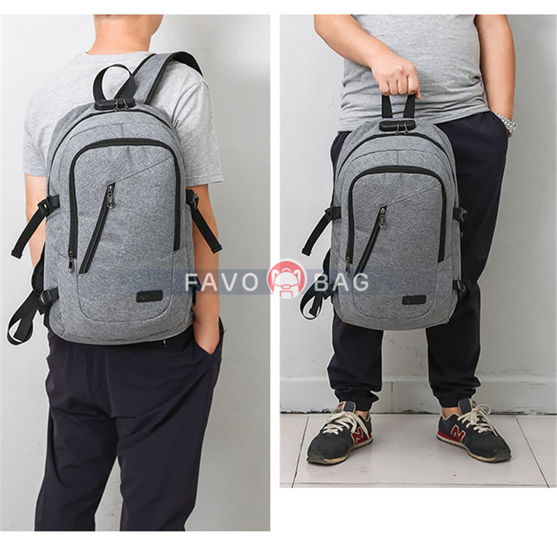 Grey Anti Theft Water Resistant College Student School Bookbag