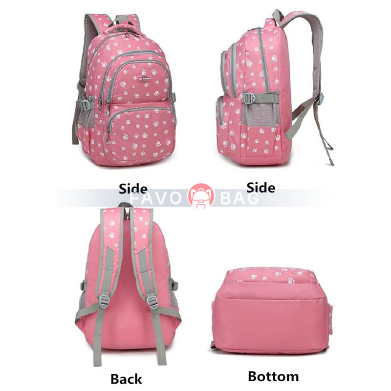 Dog Paw Prints Primary School Backpack Junior Schoolbag Bookbag for Teens Girls