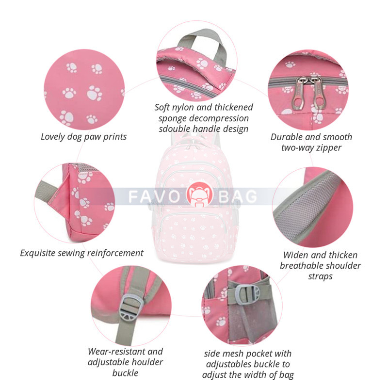 Dog Paw Prints Primary School Backpack Junior Schoolbag Bookbag for Teens Girls