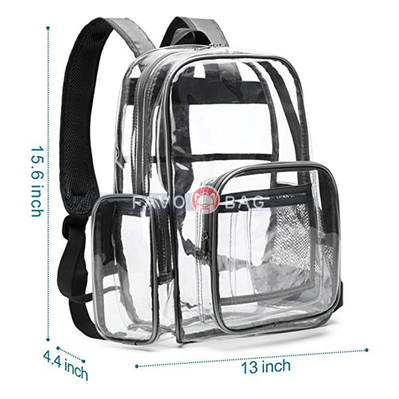 F-color Clear Backpack Heavy Duty Large Waterproof Transparent Backpack Bag