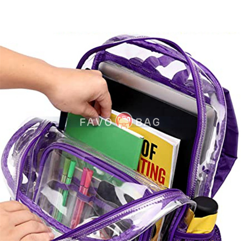 F-color Clear Backpack Heavy Duty Large Waterproof Transparent Backpack Bag