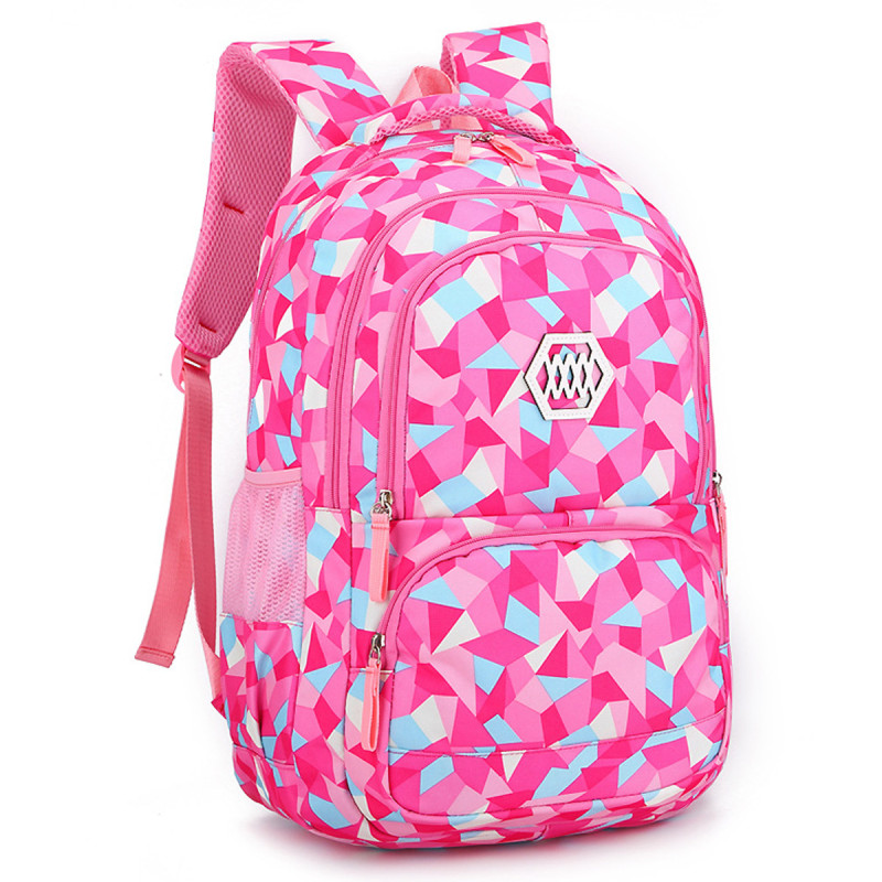 Geometric Prints Primary School Student Satchel Backpack For Girls Boys Schoolbag