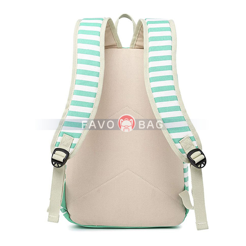 Lightweight Black Canvas Stripe Backpacks for Girls School Bookbags
