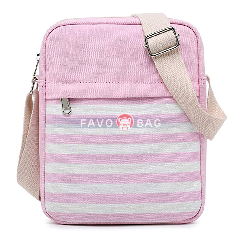 Lightweight Black Canvas Stripe Backpacks for Girls School Bookbags