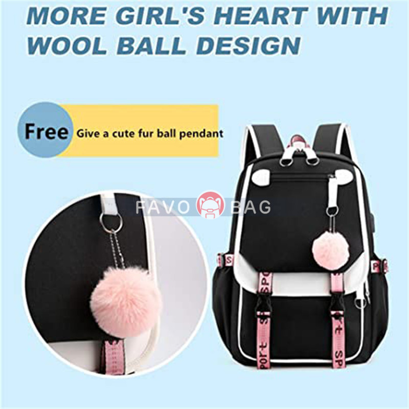 Girl Backpack School Bag With Usb Charging And Headphone Port 