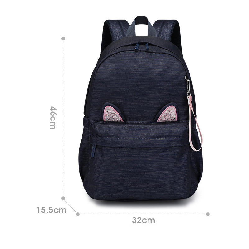 Girls Backpack Cat Ears Kid'S Casual Daypacks School Bag Lightweight