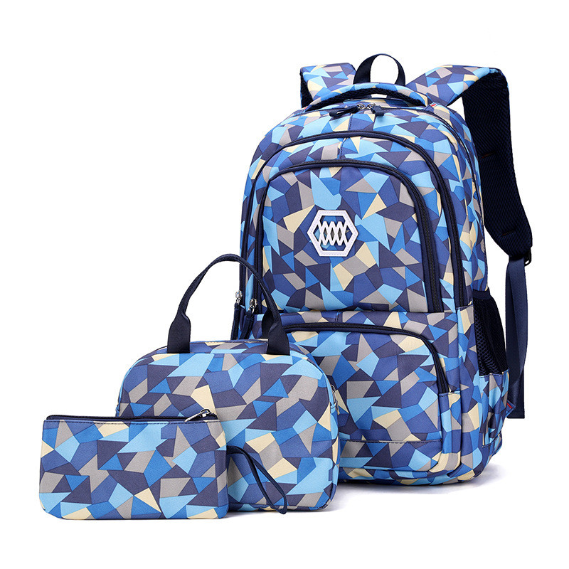 Girl Geometric Printed Primary Junior High University School Bag Bookbag 3pcs Backpack Sets