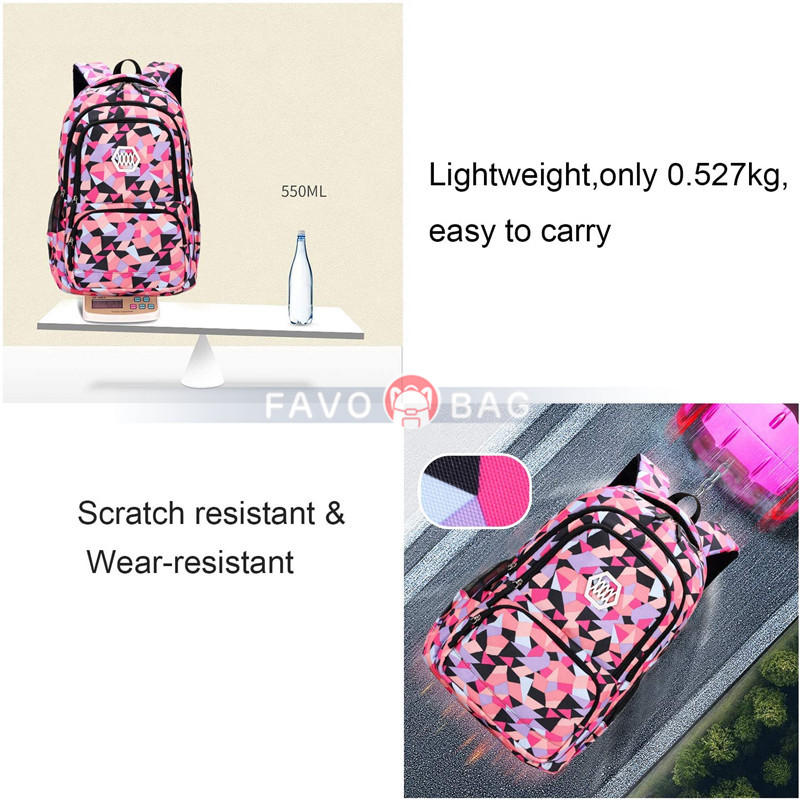 Girl Geometric Printed Primary Junior High University School Bag Bookbag 3pcs Backpack Sets