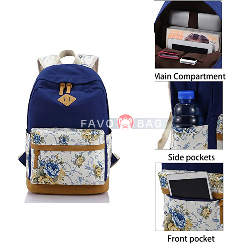 Lightweight Canvas Girls Bookbags for School Teen Girls Backpacks With Lunch Bag