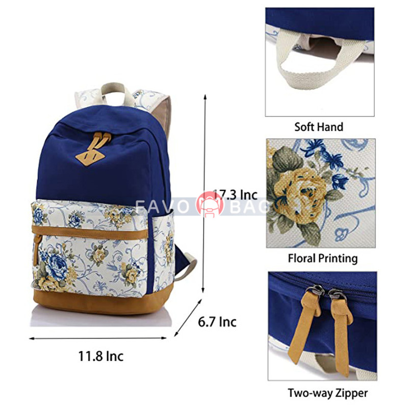 Lightweight Canvas Girls Bookbags for School Teen Girls Backpacks With Lunch Bag